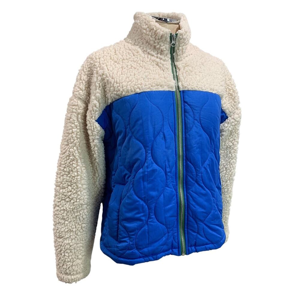 Small Thread & Supply Womens Blue Fleece Full Zip Jacket